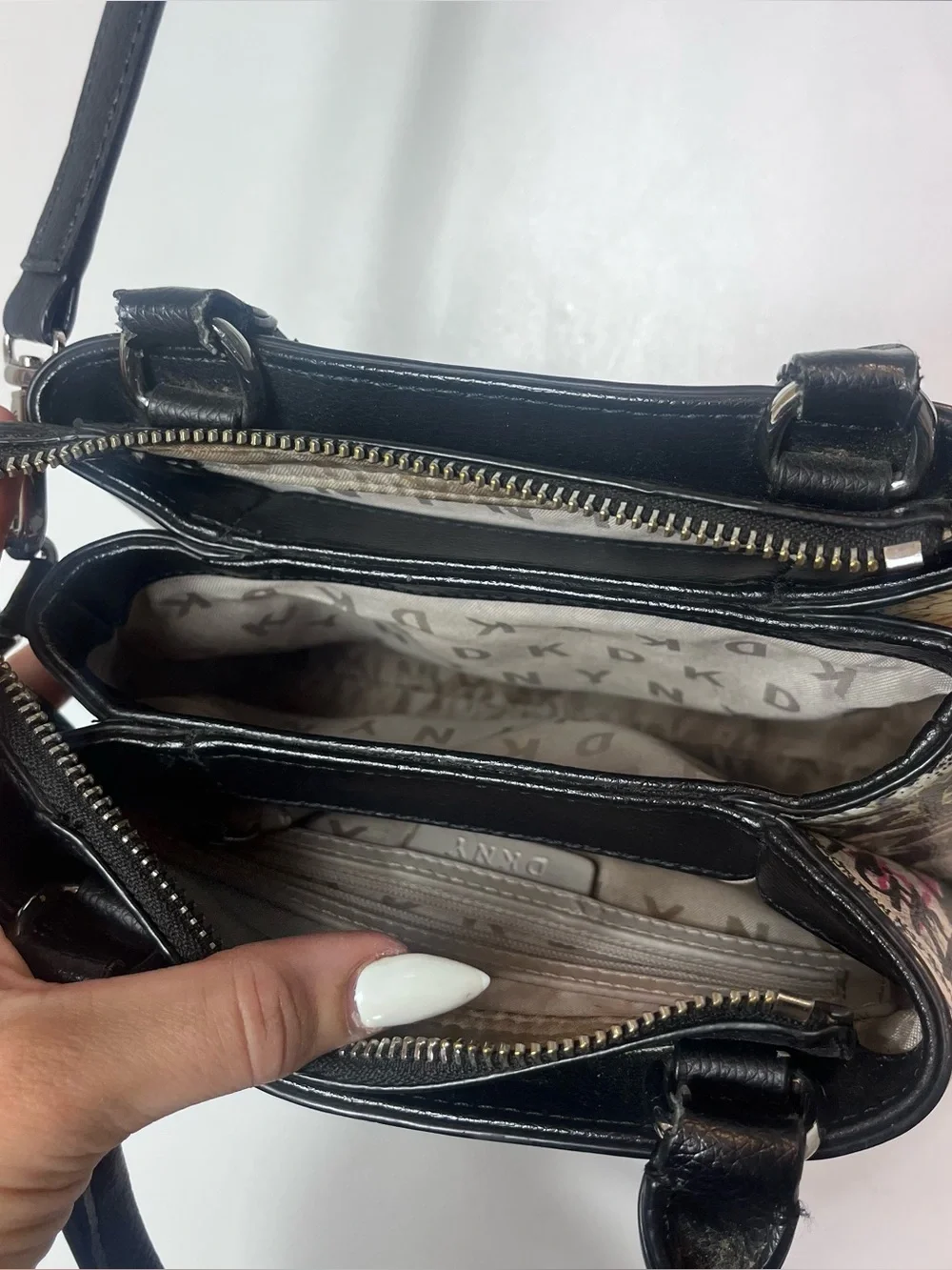 DKNY Bryant Park TZ Graffiti Print Crossbody Bag Art Strap Mini Zip Edgy Y2K
